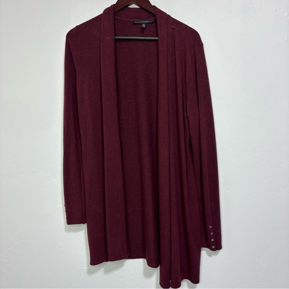 White House Black Market Maroon Open Front Cardigan Sweater Women's Medium